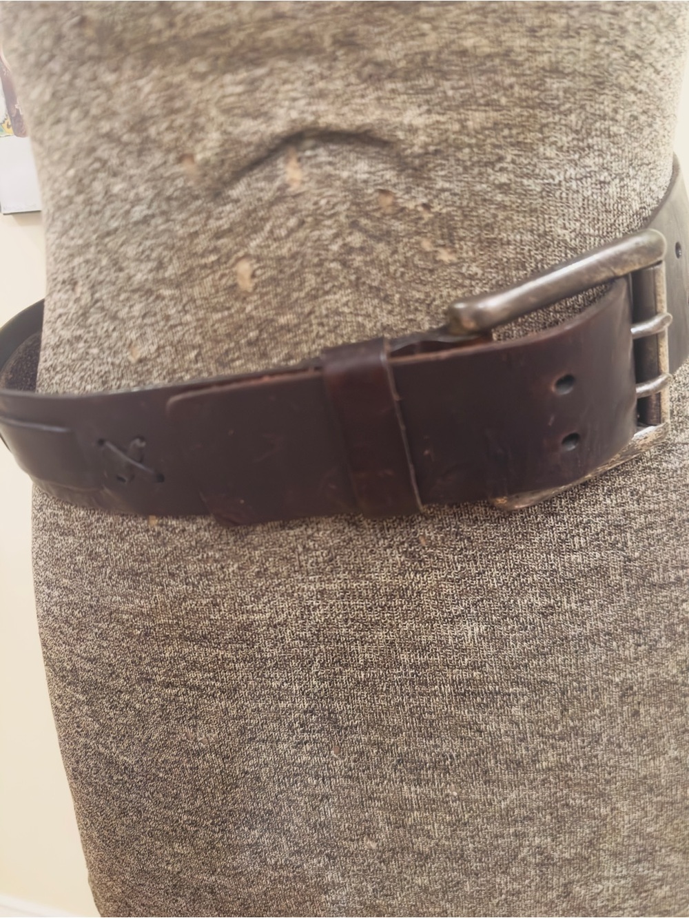 Ralph Lauren Dark Brown Leather Belt with Metal Buckle